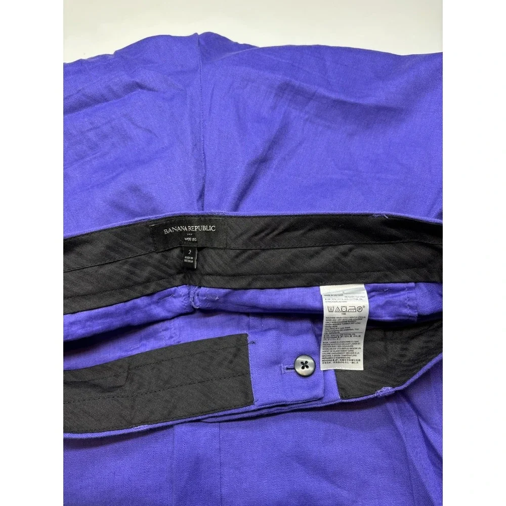 Banana Republic Pants Womens 2 Purple Linen Blend Wide Leg Office Career - Picture 3 of 8